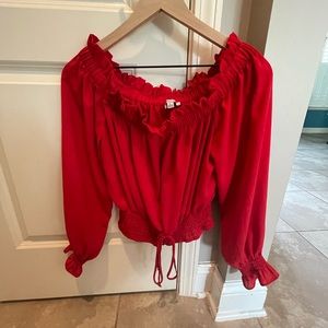 Blāshe Red Long Sleeve Blouse